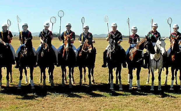 Toowoomba and Clifton players line up at the annual Clifton Polocrosse Carnival.